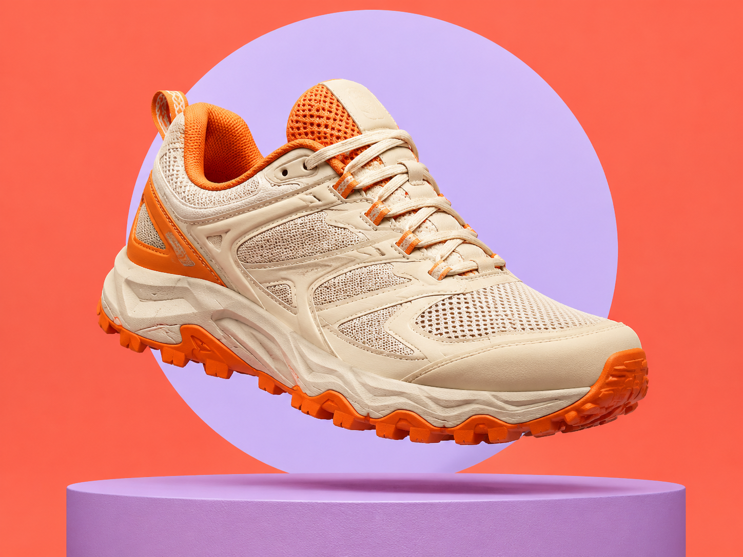 Visuel ecommerce d’une chaussure de trail créé par IA