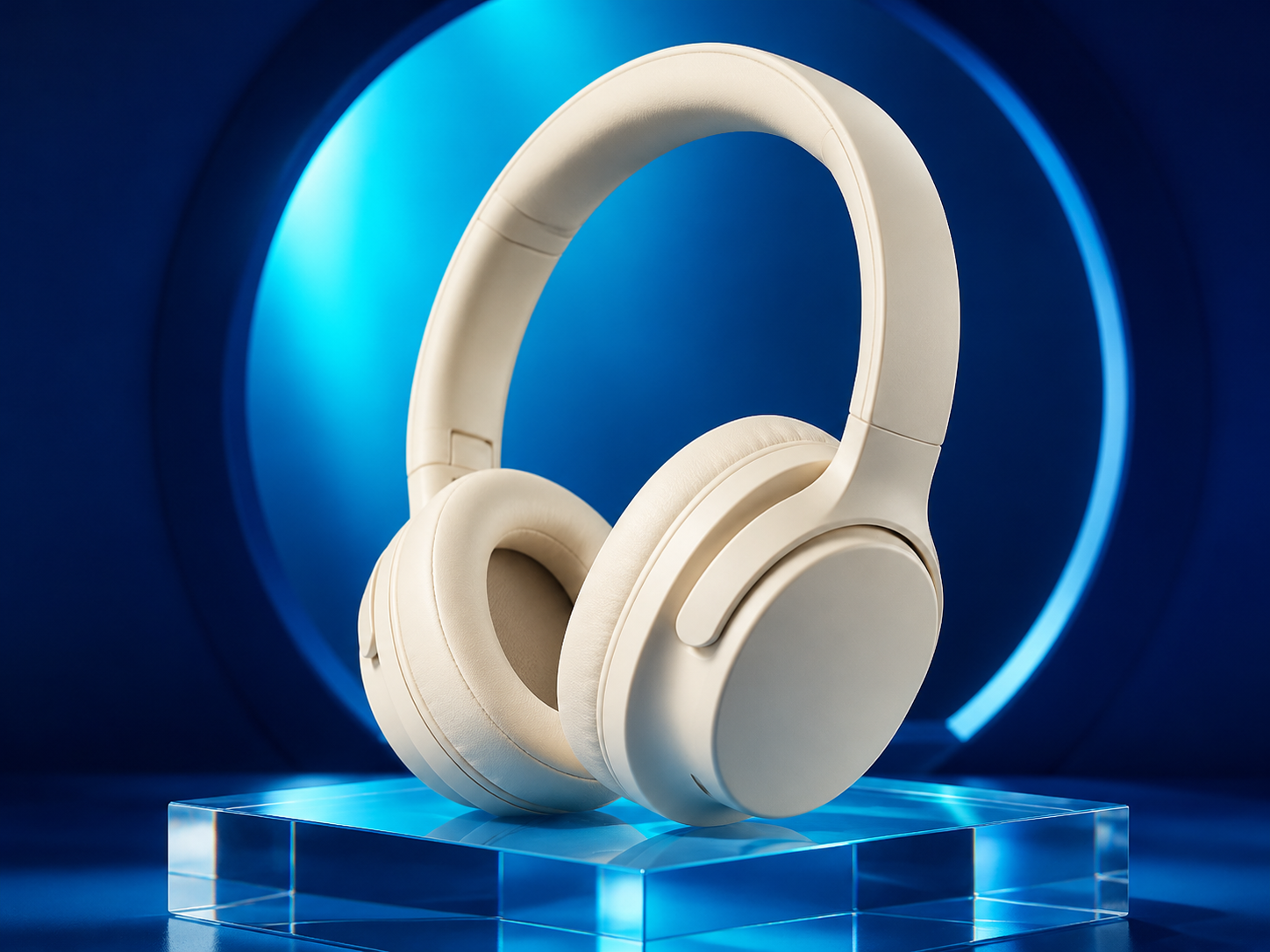 Visuel ecommerce d’un casque sans fil créé par IA
