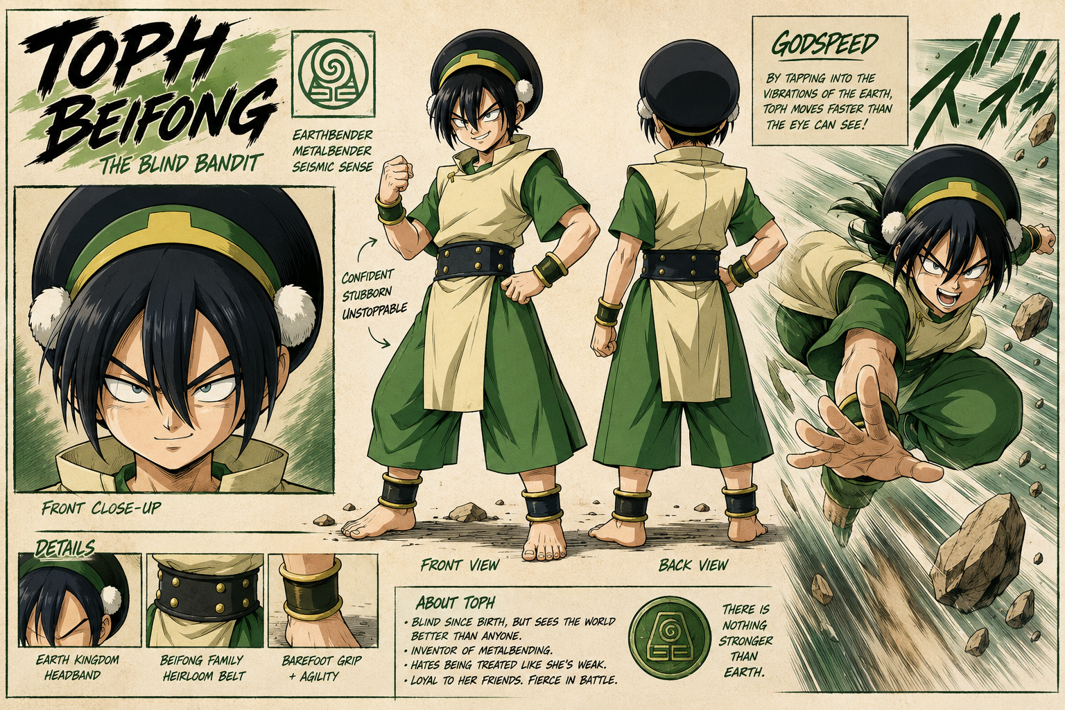 Avatar Team in a Dragon Ball Manga Character Sheet