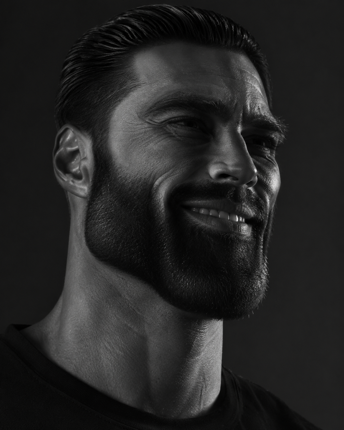 Classic Black-and-White GigaChad Portrait