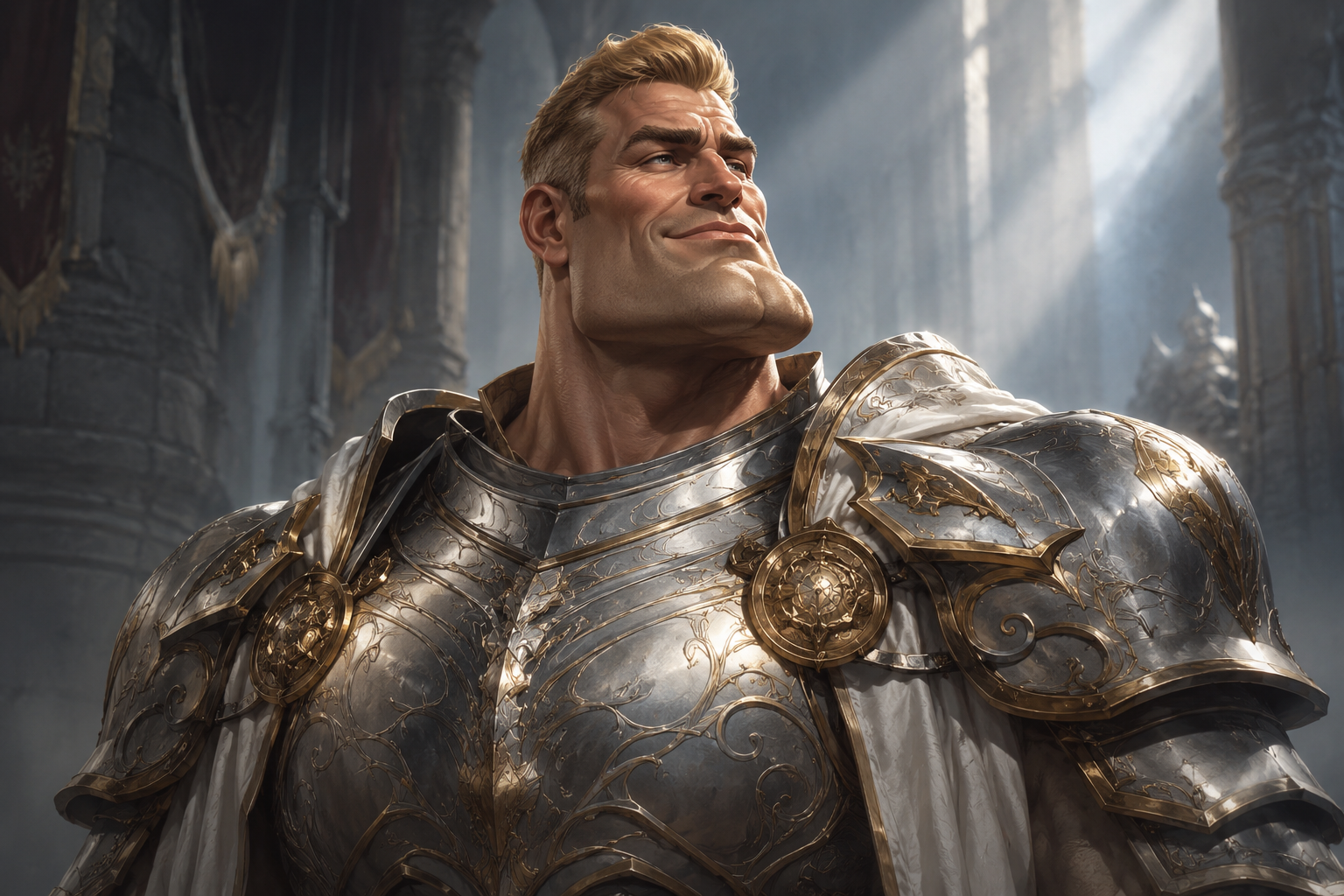 GigaChad Paladin in Silver Armor