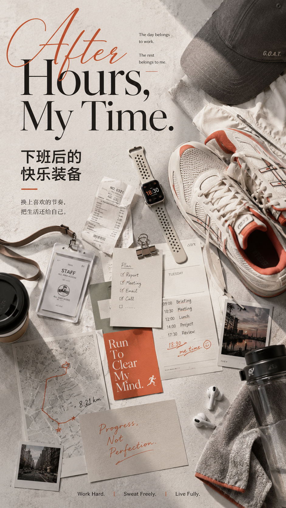 After-Work Joy Gear Flat-Lay Poster