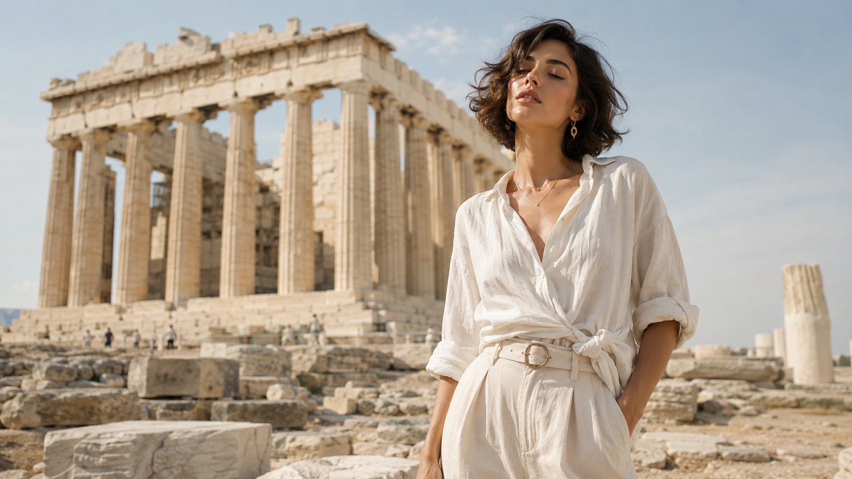 Woman in Ivory at the Acropolis