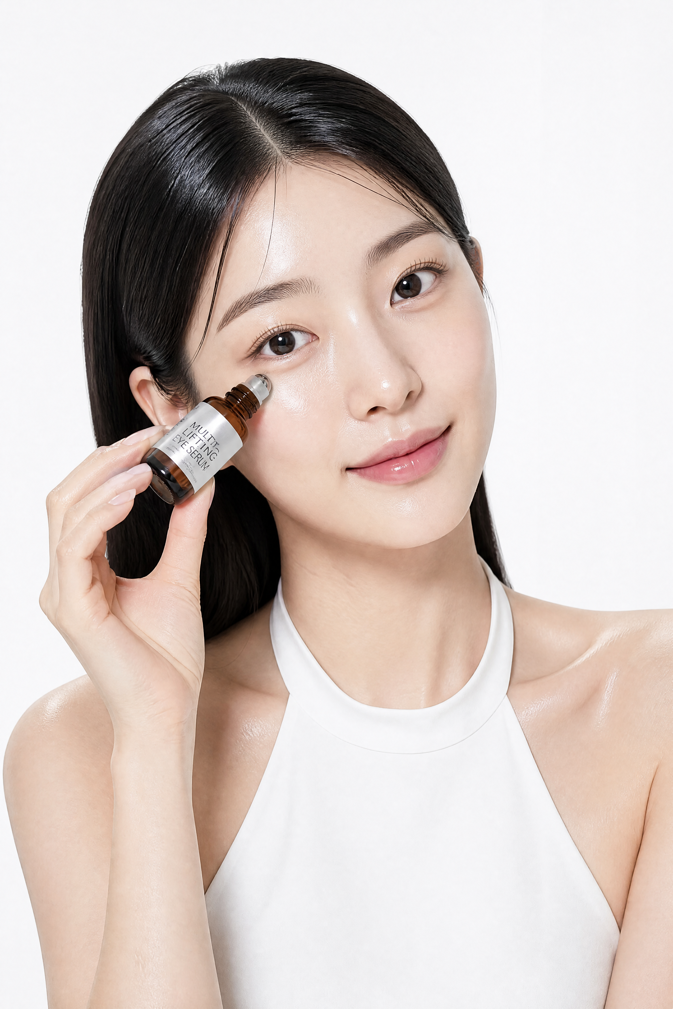 Korean Woman Applying Eye Serum