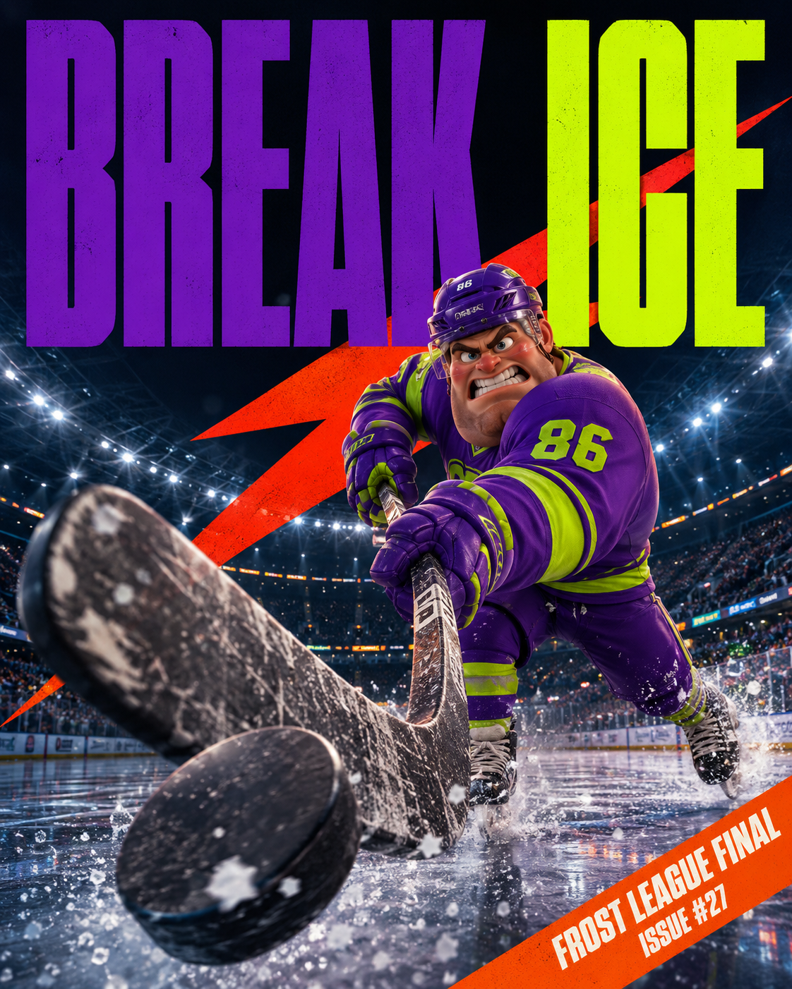 3D Cartoon Athlete Stadium Poster
