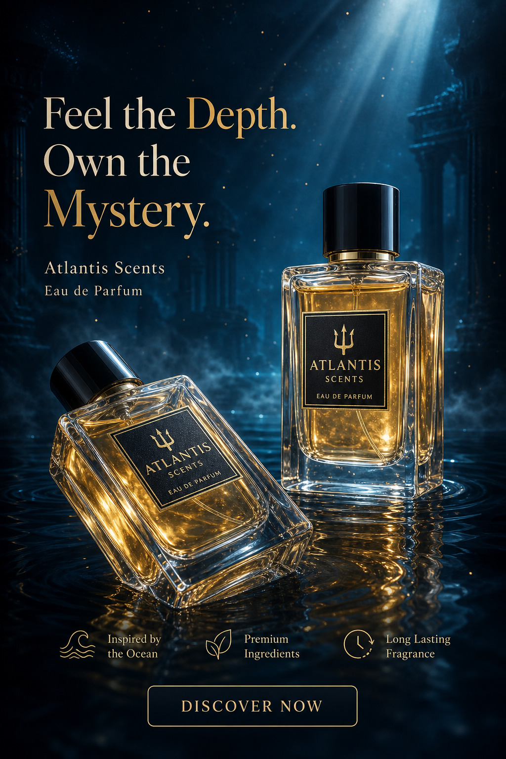 Parfümwerbung in goldenem Champagnerton