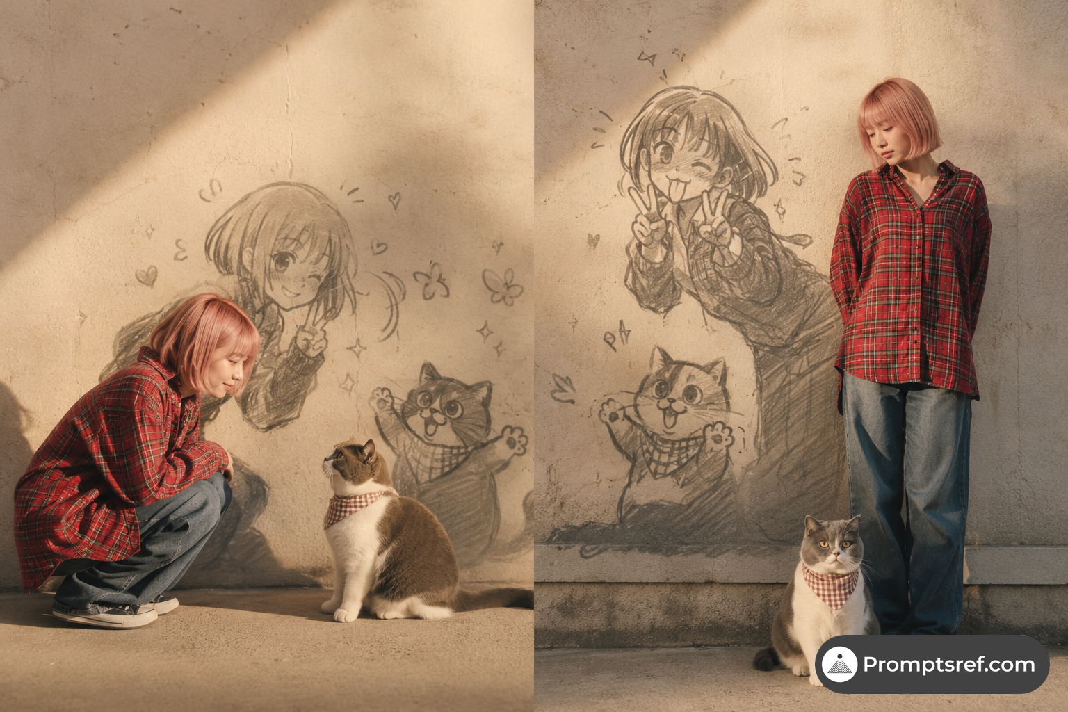 Femme et chat aux ombres manga