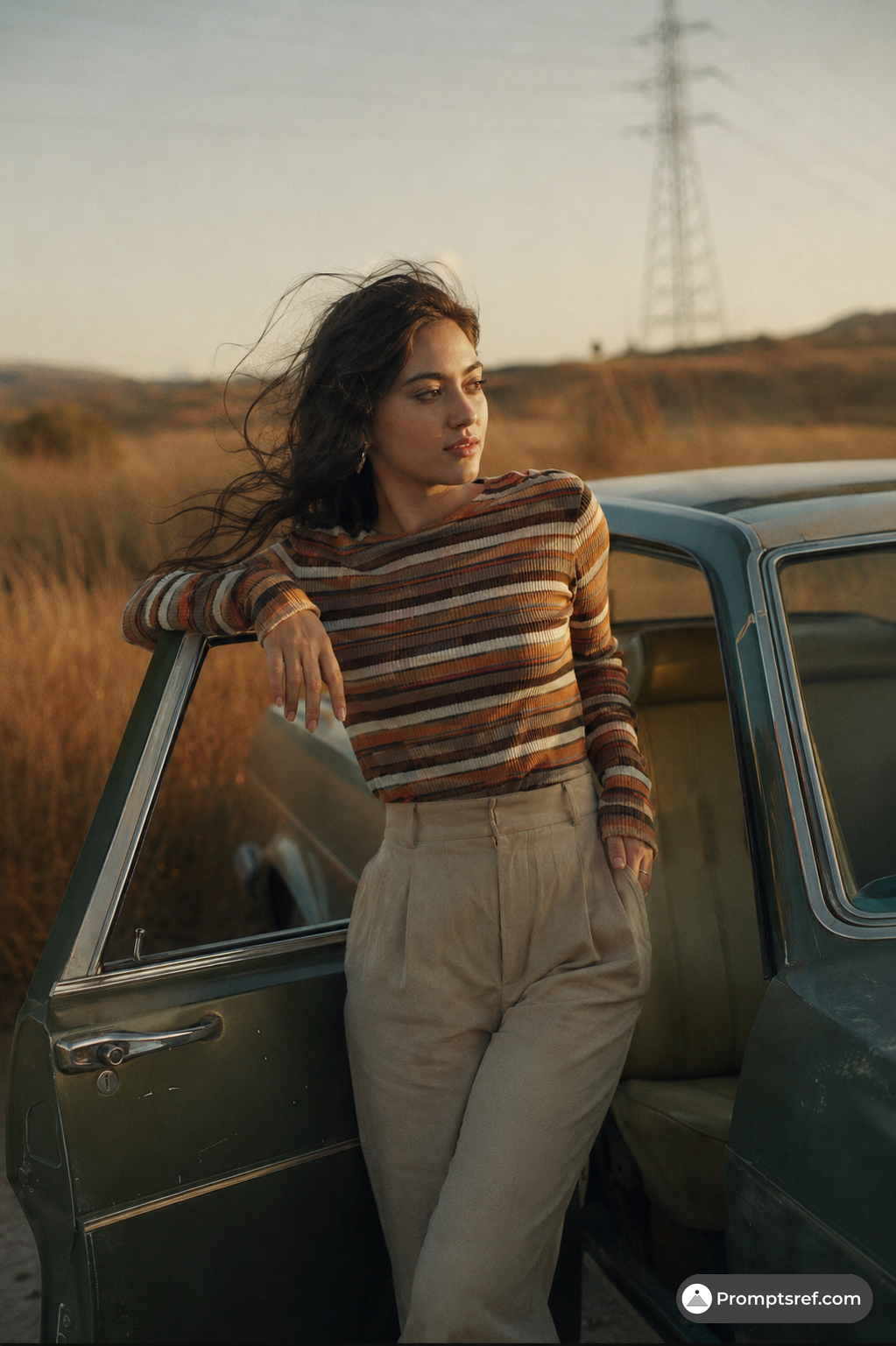 Golden-Hour Road Trip Portrait