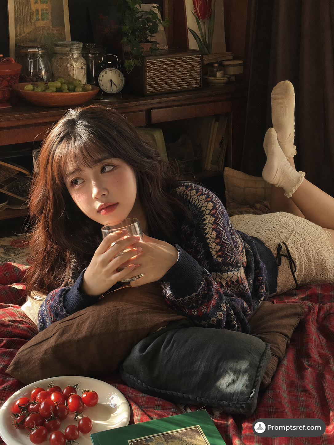 Sunlit Pause in a Vintage Bedroom