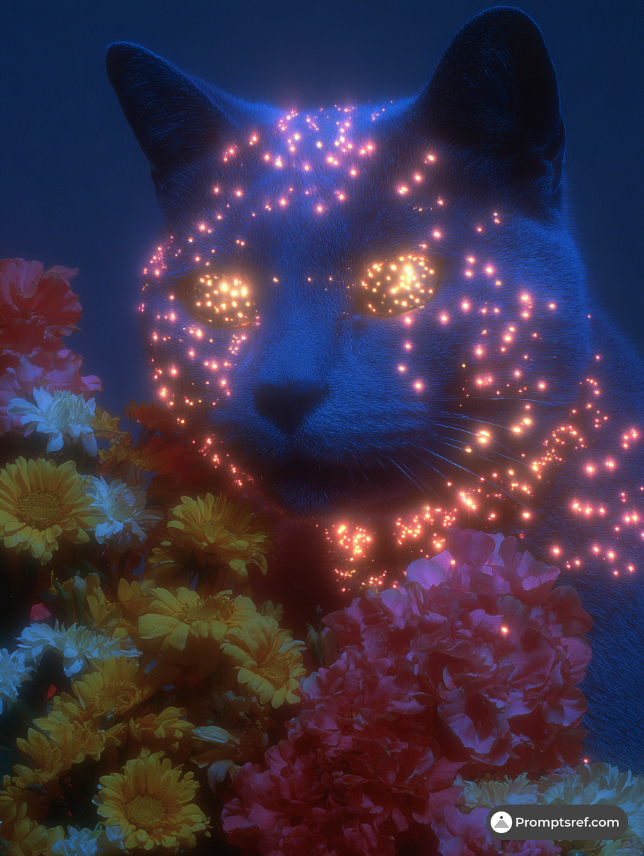 Tiny Blue Cat in Vast Space