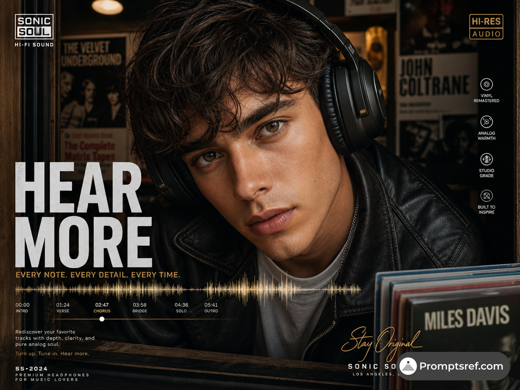 Publicité casque Hear More en cabine d'écoute