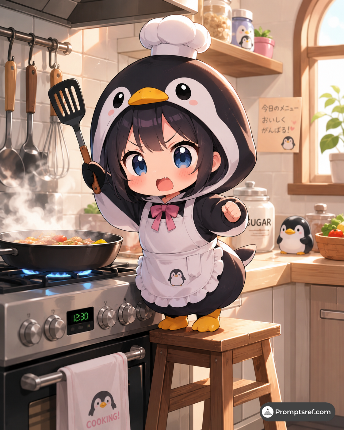 Penguin Chef on a Step Stool