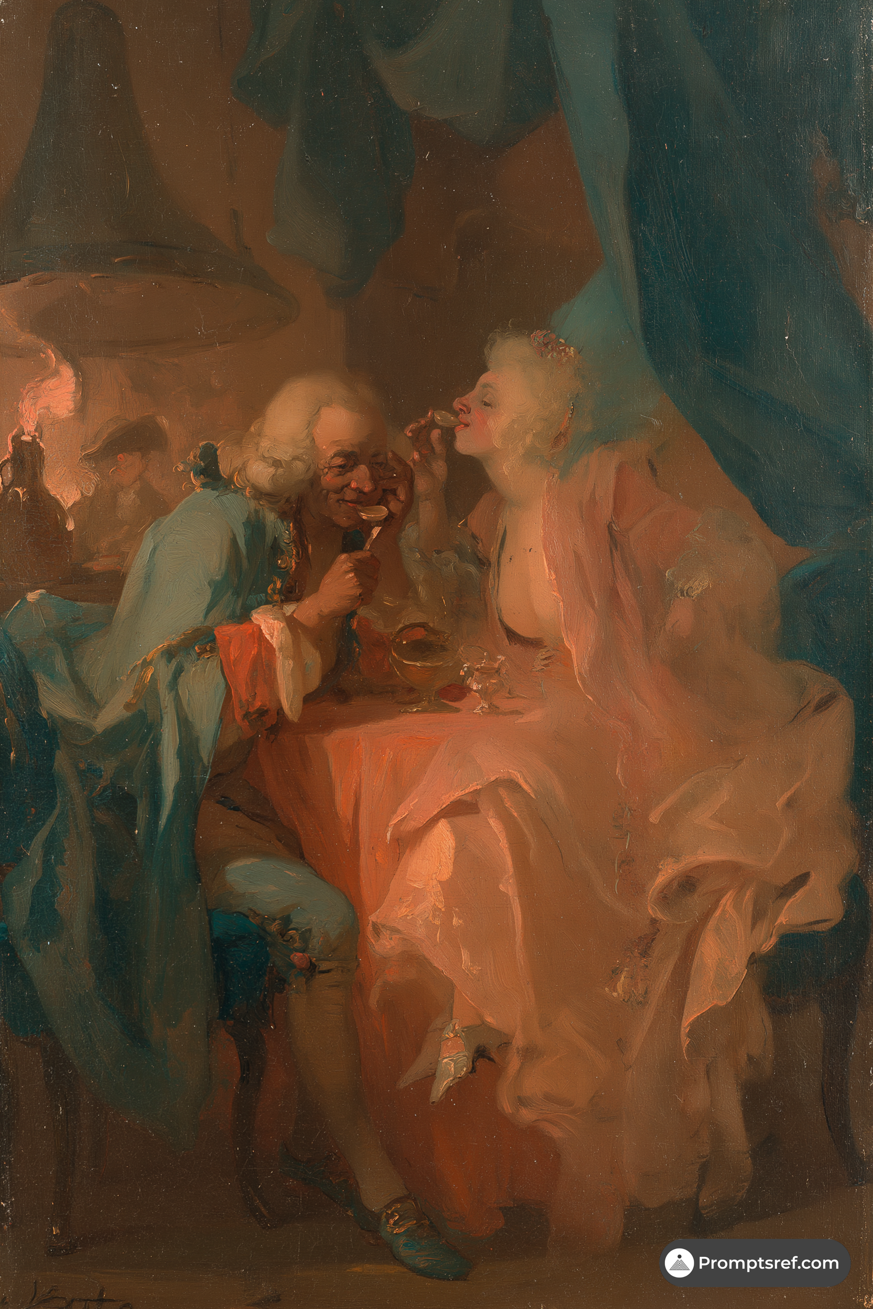 Victorian Couple Tasting Soup