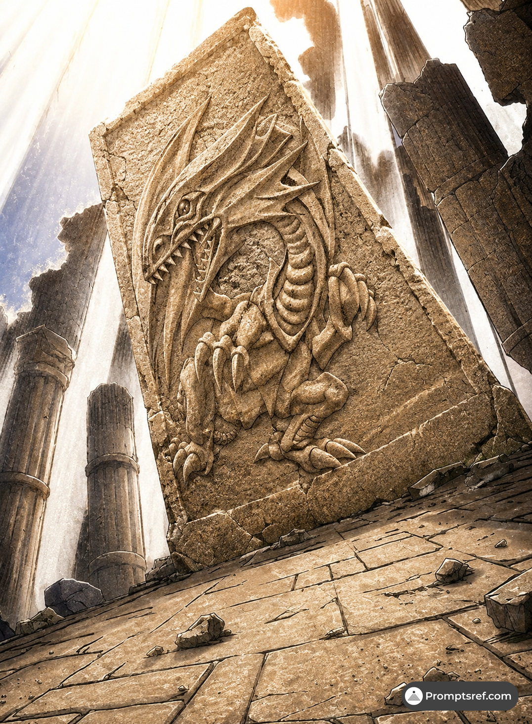 White Dragon Sealed in an Ancient Relief