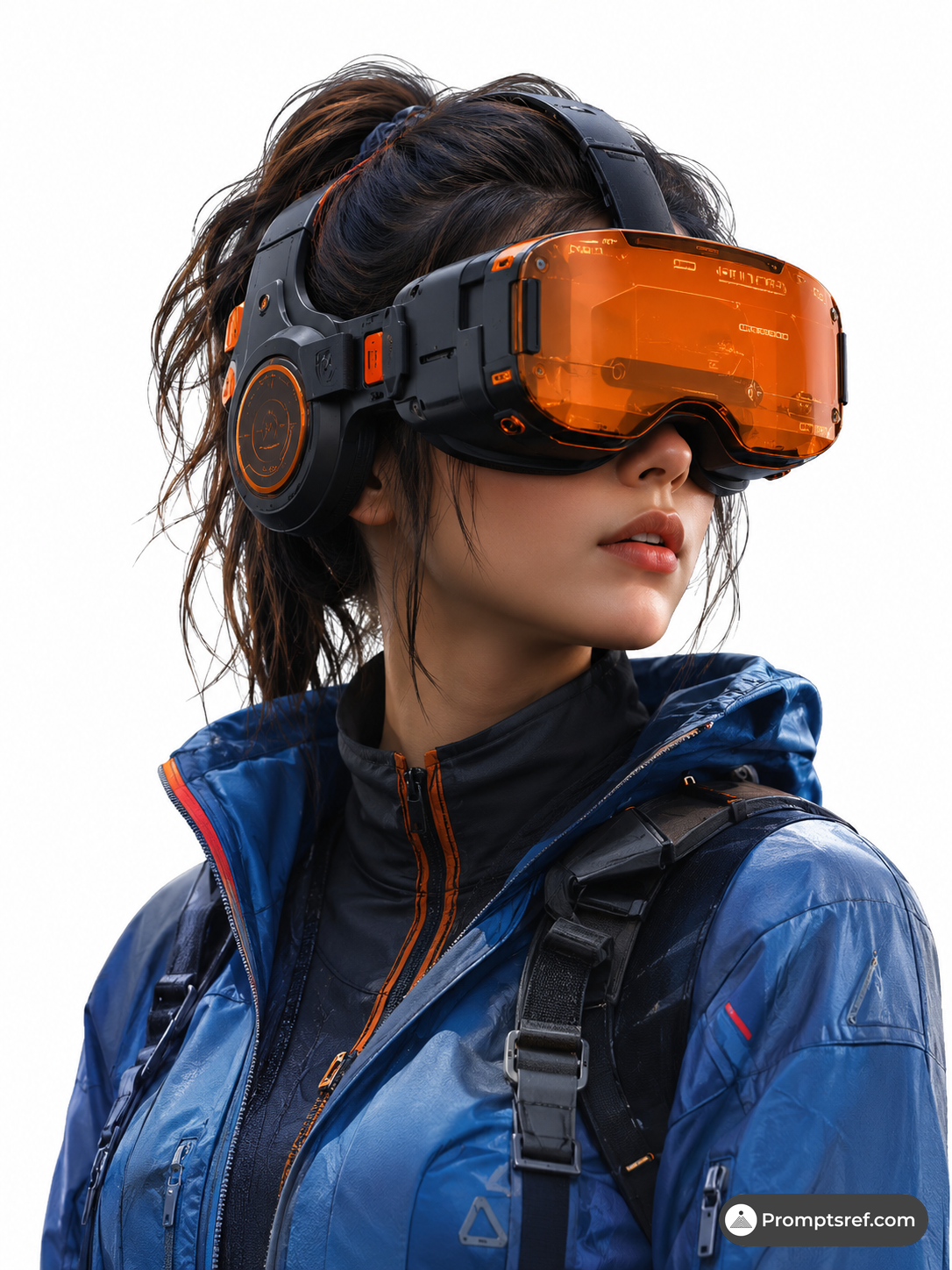VR Woman in Cyberpunk Blue