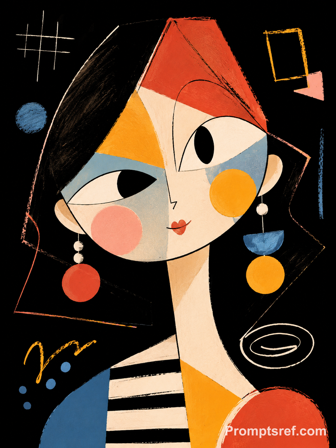 Kawaii Cubist Fashion Portrait