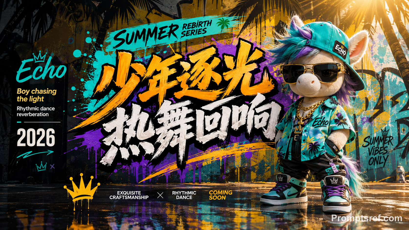 Light-Chasing Streetwear Mascot Poster