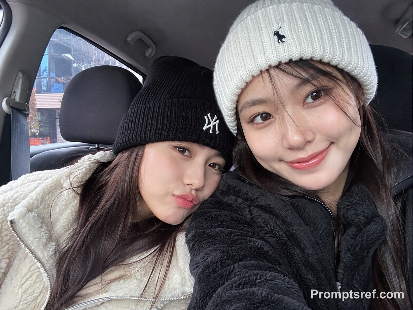 Winter BFF Car Selfie