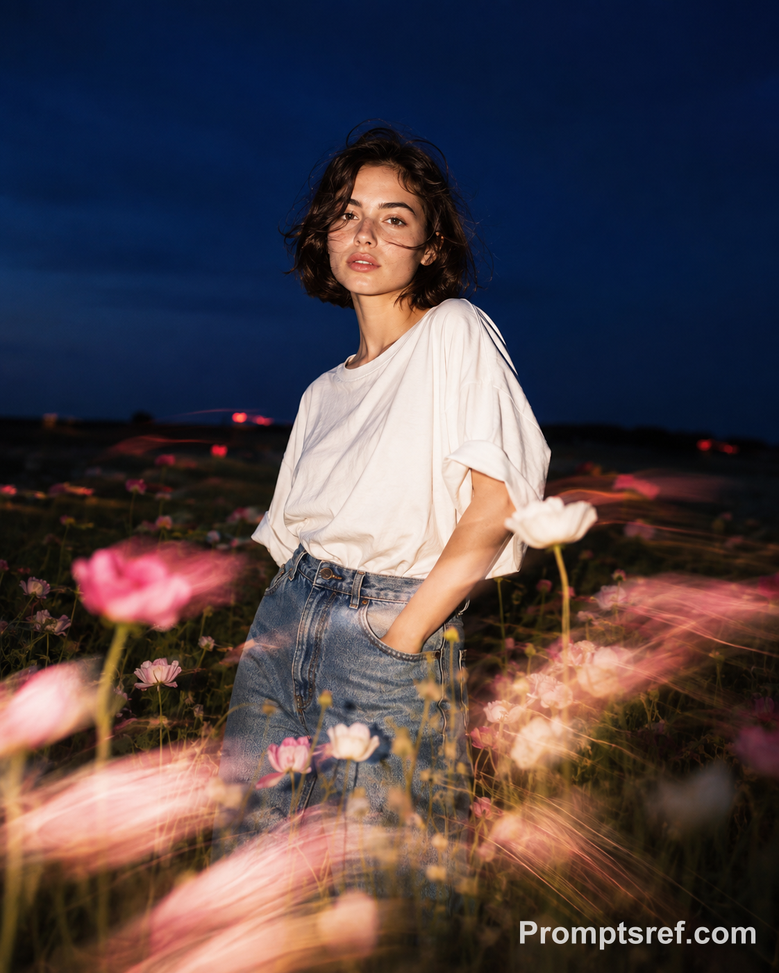 Blue-Hour Poppy Field Fashion