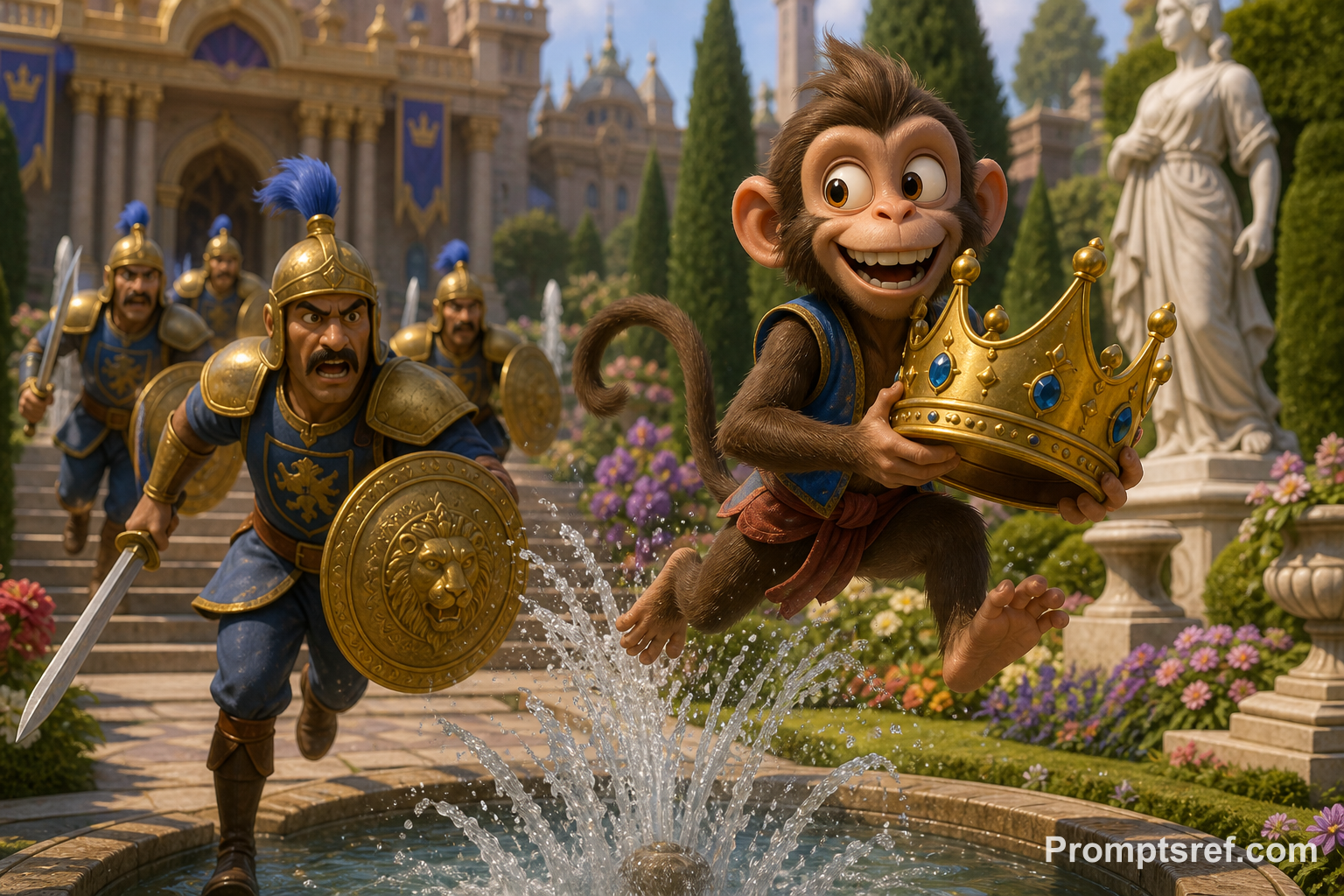 Monkey Crown Chase Through the Palace Garden