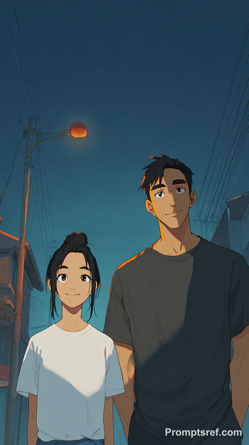 Two Students at the Dusk Crossroads
