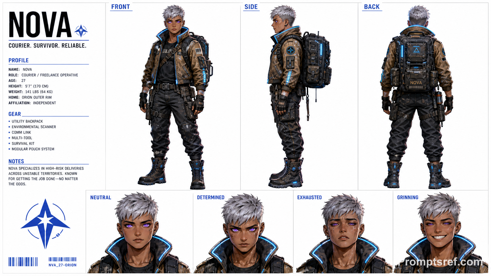 Nova Sci-Fi Courier Reference Sheet
