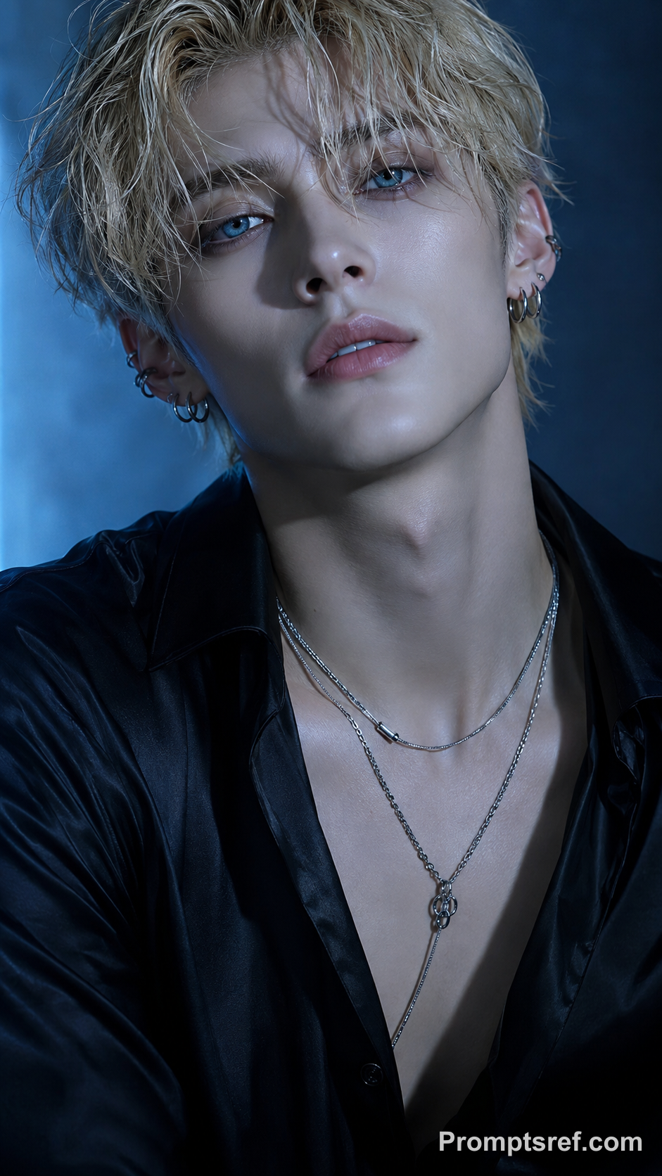 Ice-Blue K-Pop Idol