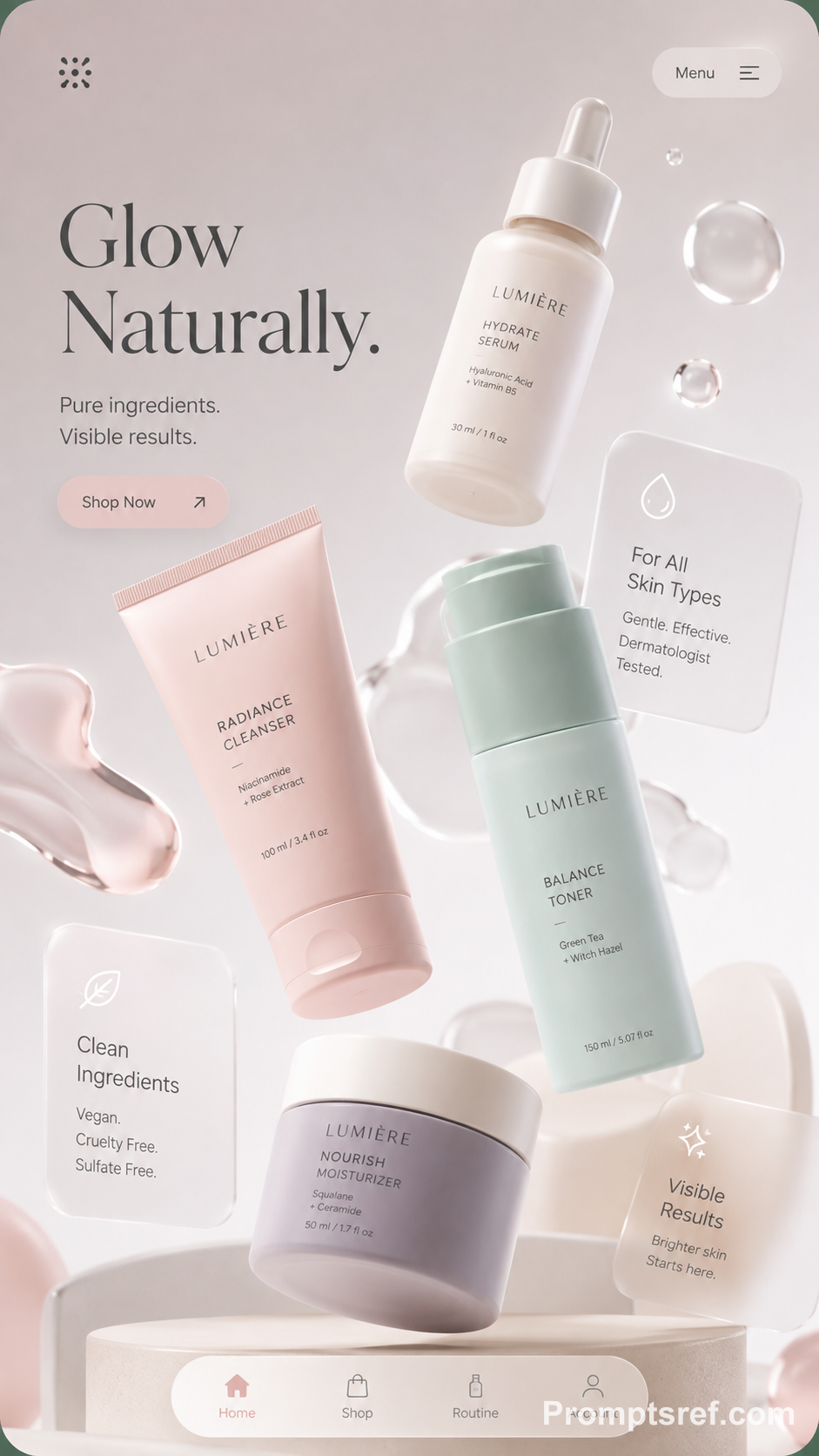 Floating Skincare UI