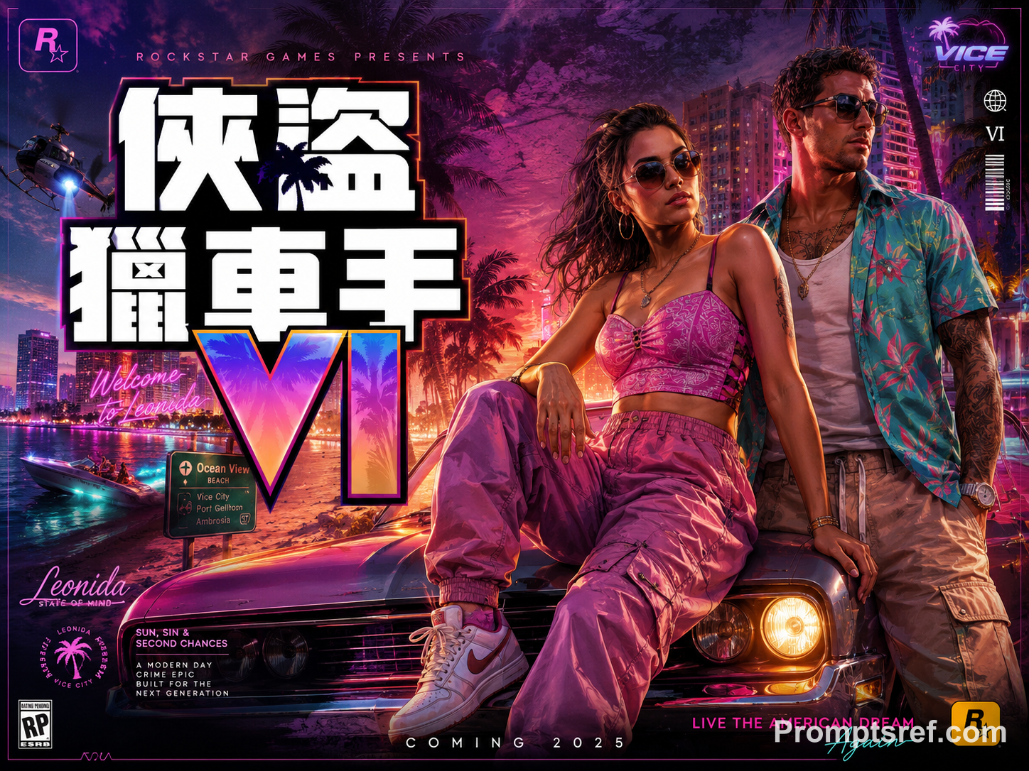 GTA VI Neon Luxury Poster