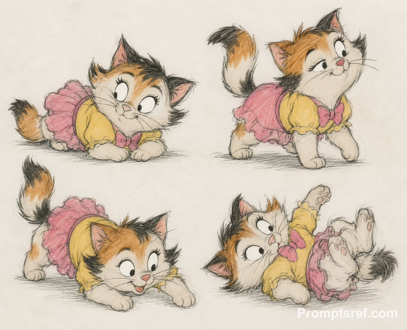 Calico Cat Animation Pose Sheet