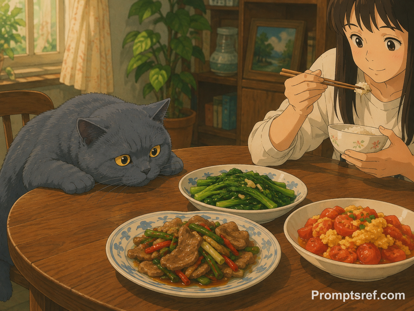 Blue Cat Eyeing Dinner