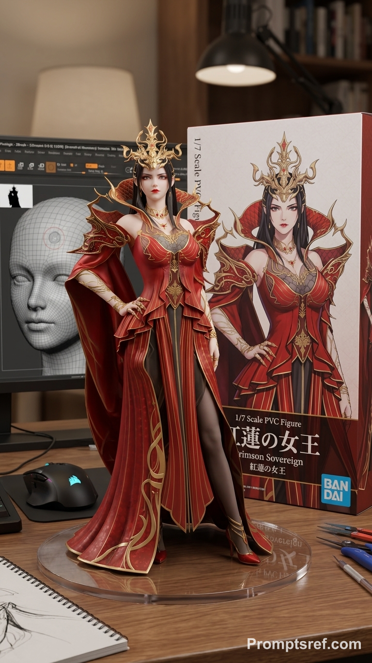 Maqueta de figura de personaje sobre escritorio