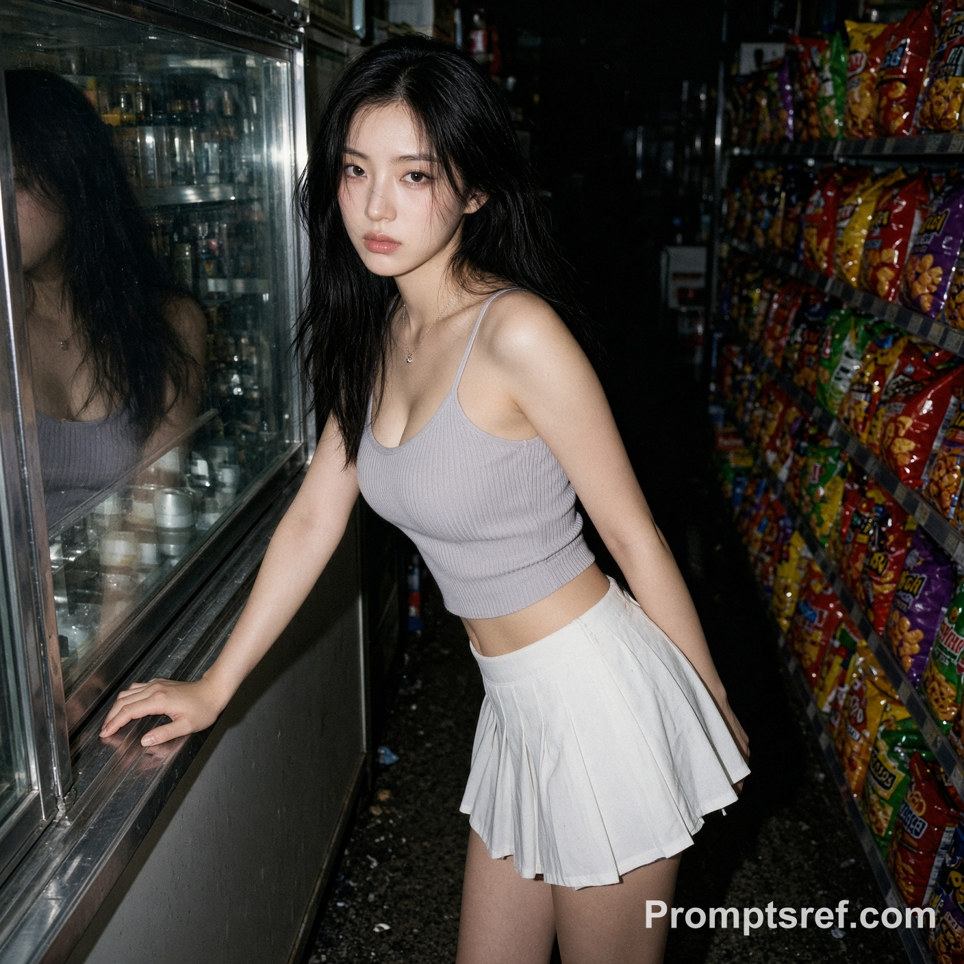 Y2K Convenience Store Flash Portrait