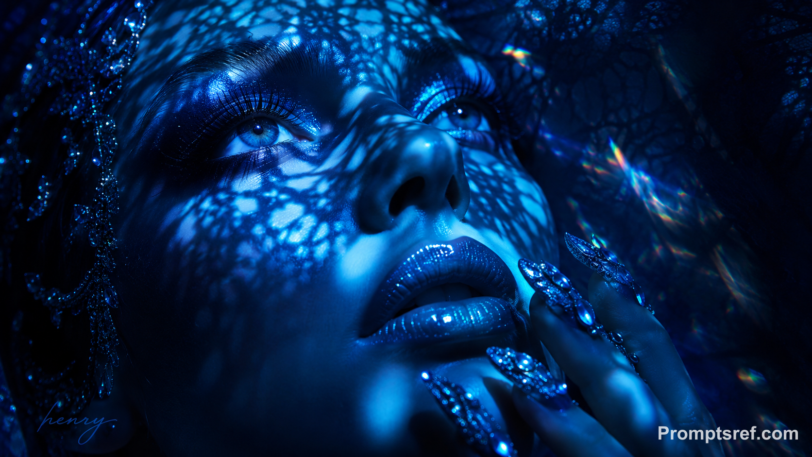 Cyan Lace Chiaroscuro Beauty