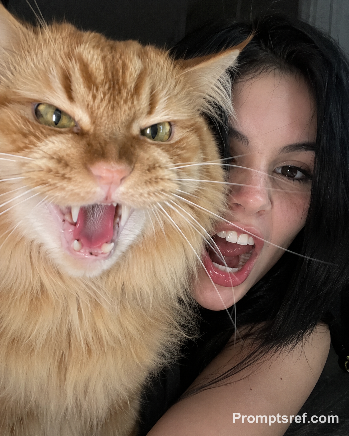 Snarling Orange Cat Selfie
