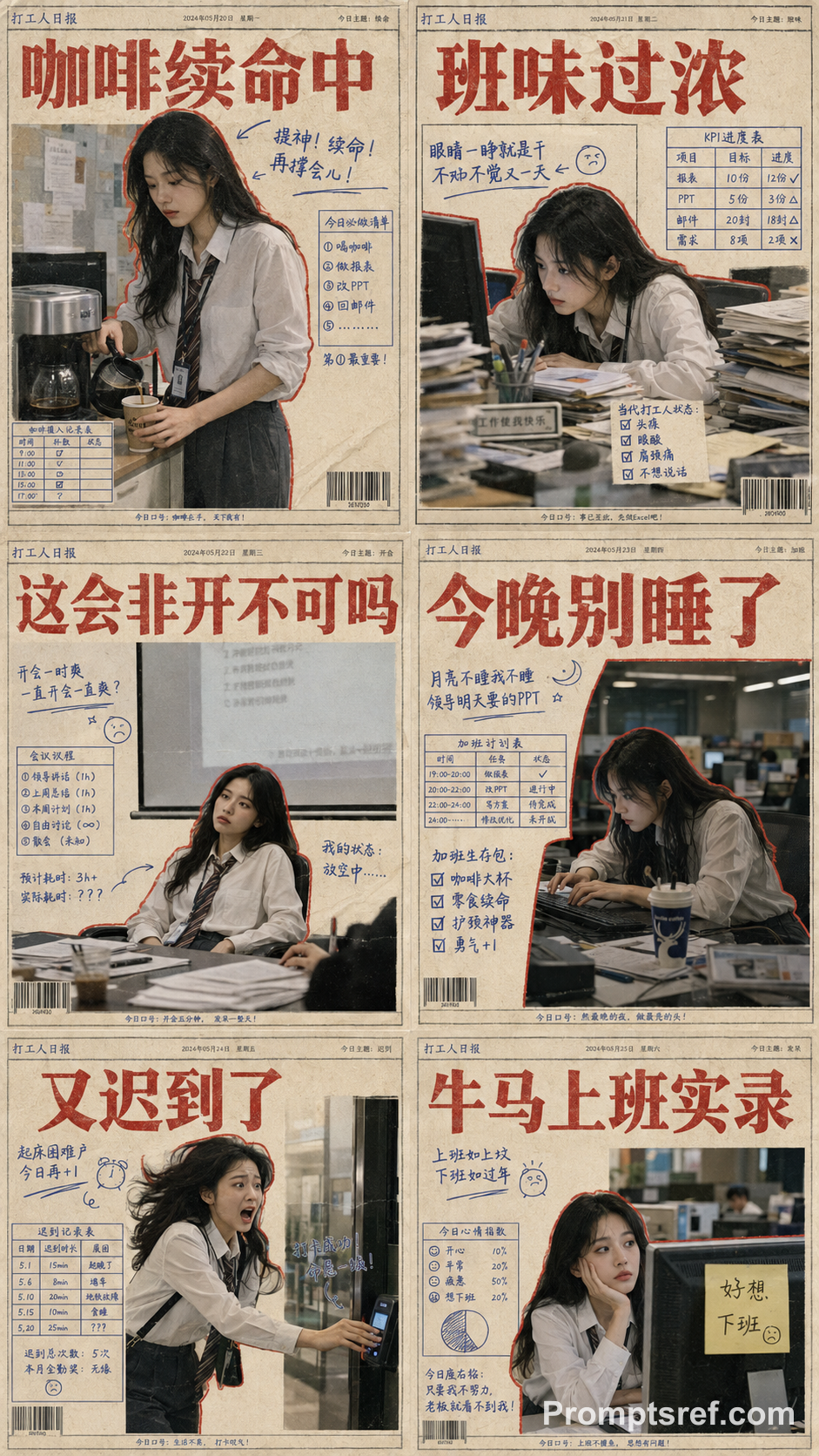 Retro Office Worker Newspaper Series