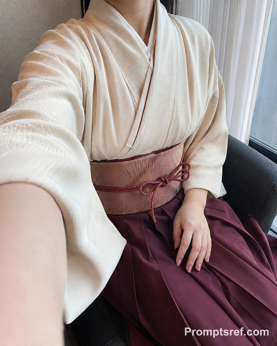 Selfie d'une okami en tenue traditionnelle