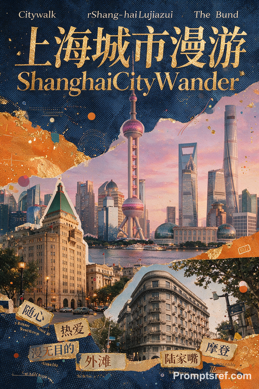 Retro Shanghai City Walk Collage