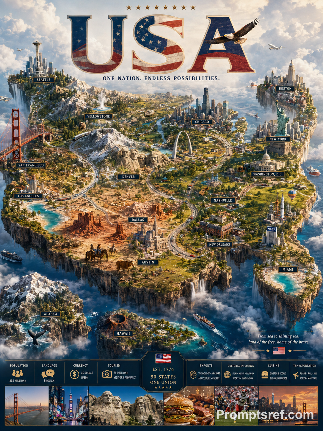 Floating America Travel Island