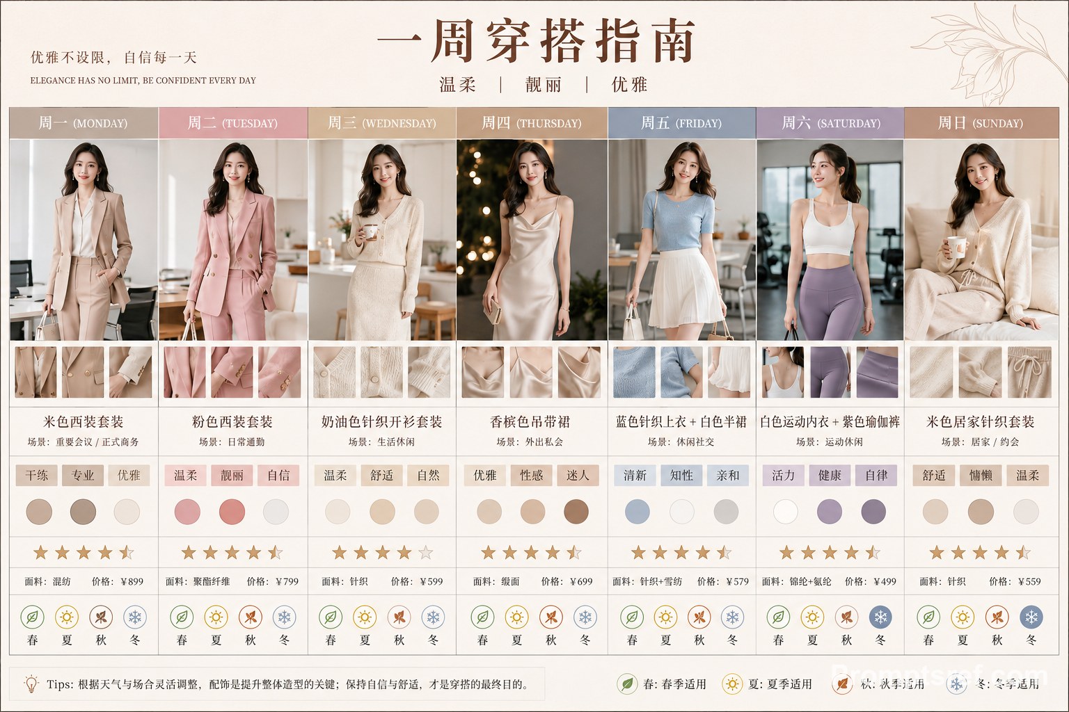 Seven-Day Fashion Lookbook