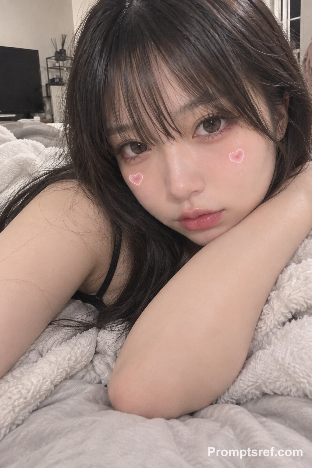 Heart-Sticker Bedtime Selfie