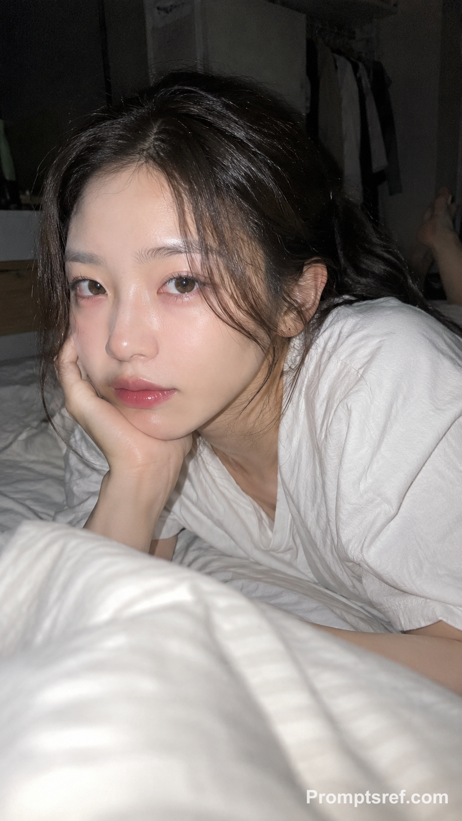 CCD Late-Night Bedroom Girlfriend Portrait