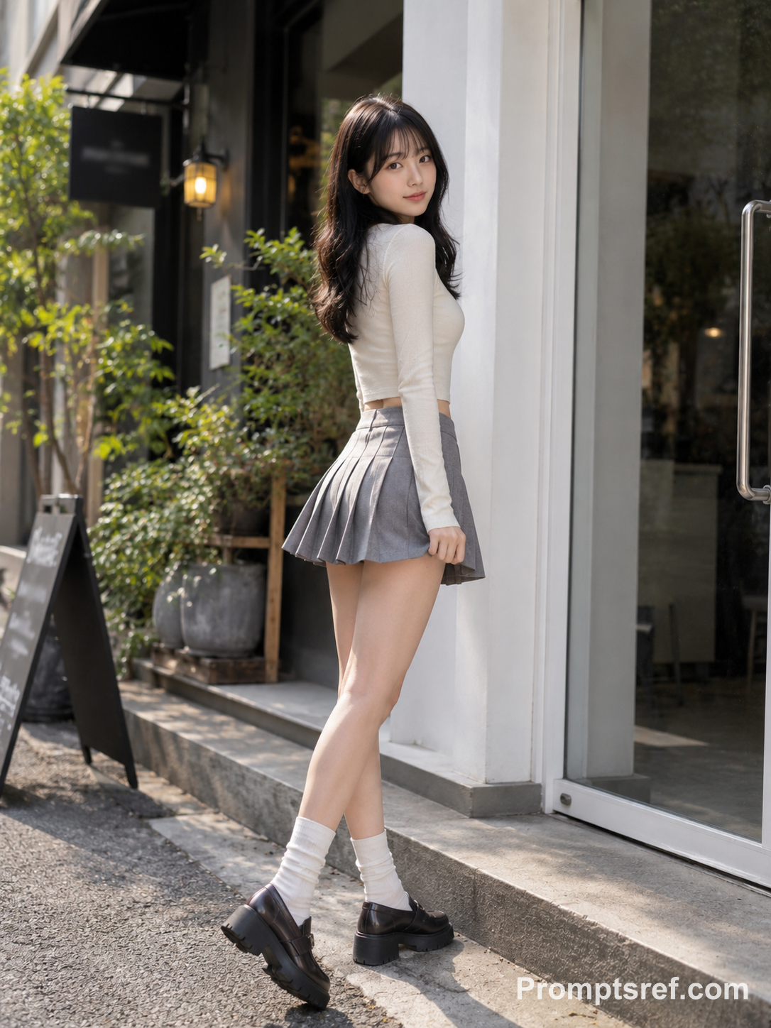 Japanese Street-Style Café Portrait
