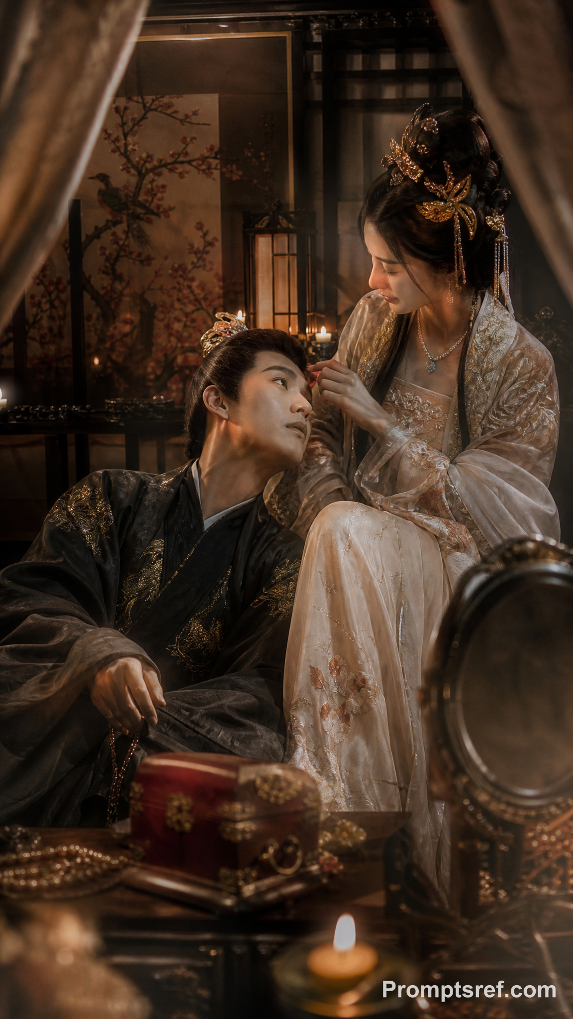 Cinematic Romance in an Ancient Chinese Boudoir