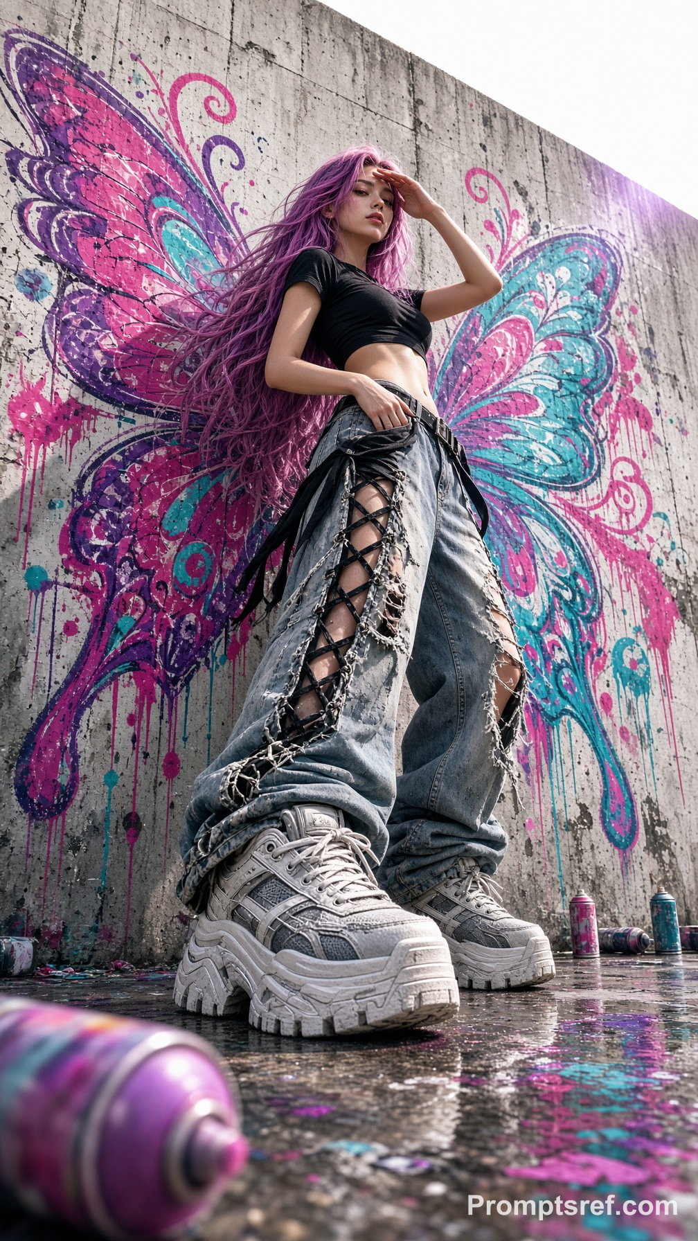Extreme Low-Angle Graffiti Street Fashion