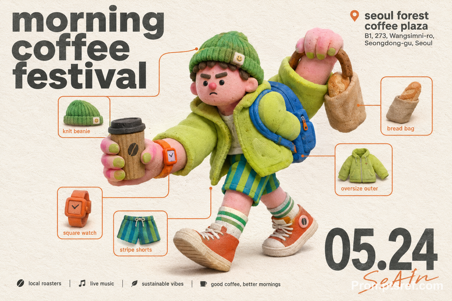 Clay Character Coffee Festival Poster