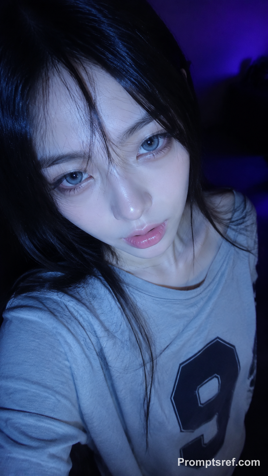 Nocturnal High-Angle Close Selfie