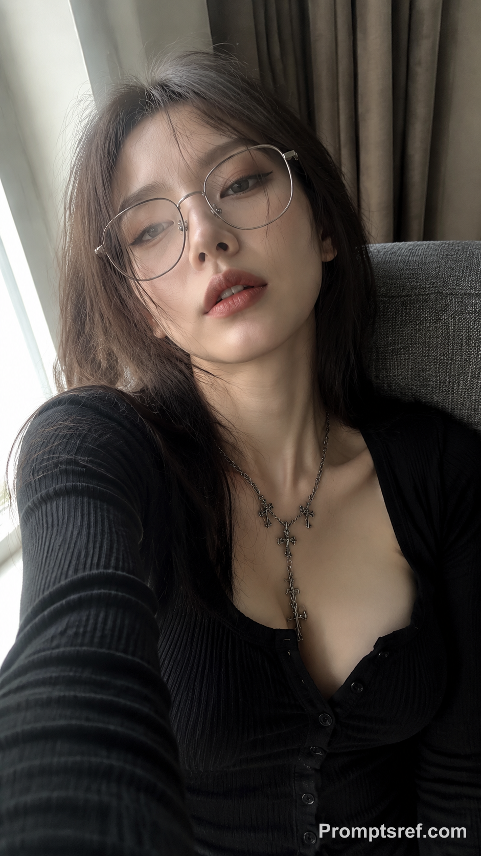 Low-Angle Indoor Smartphone Selfie