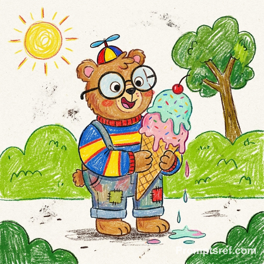 Retro Crayon Picture-Book Illustration