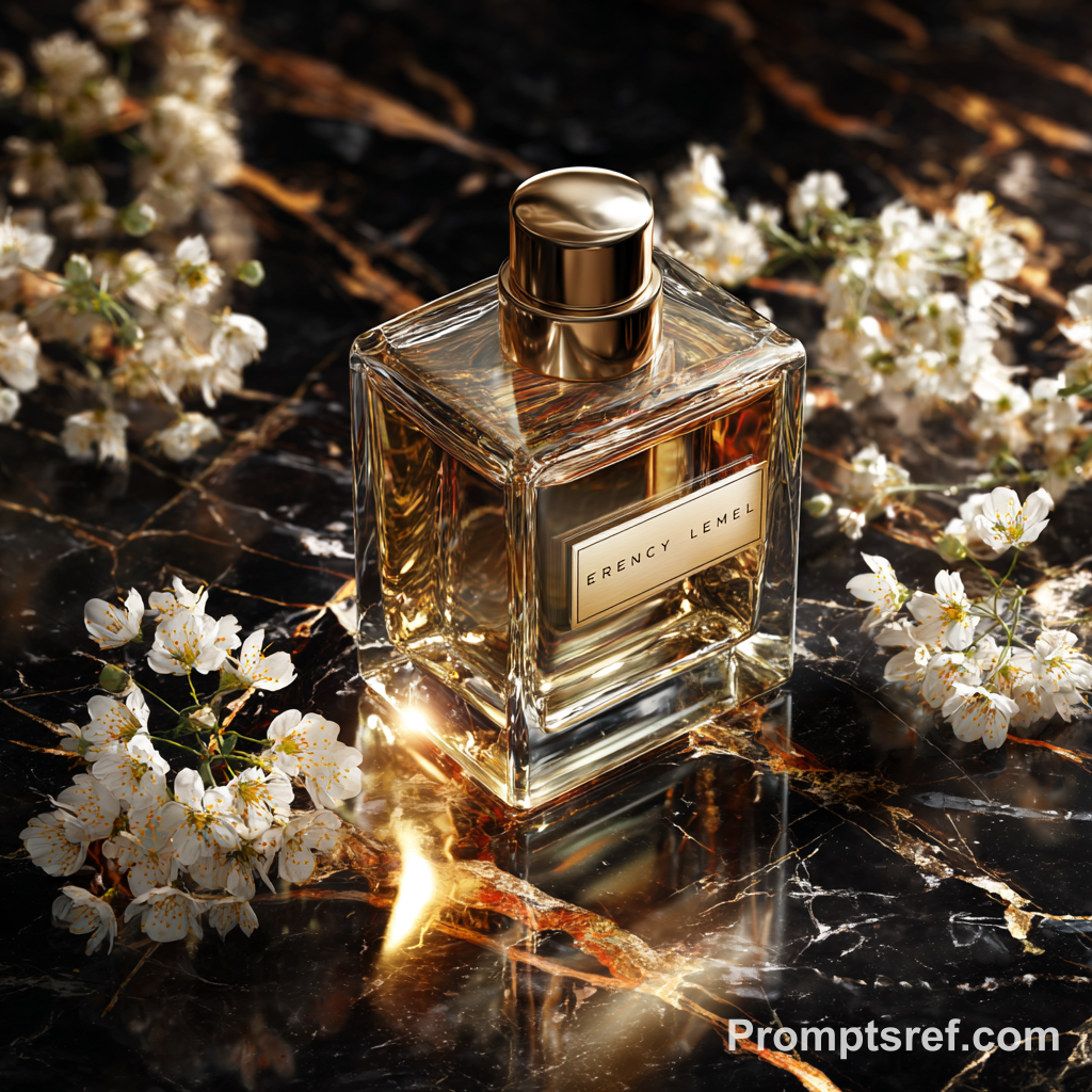 Luxury Perfume on Black Marble